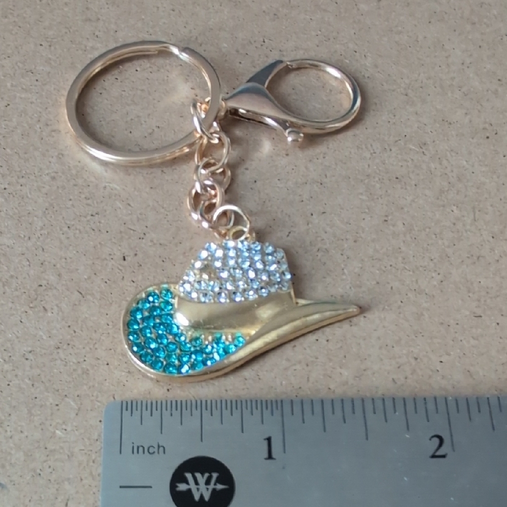 Rhinestone Cowboy Hat Keychain Bag Charm - Picture 4 of 5